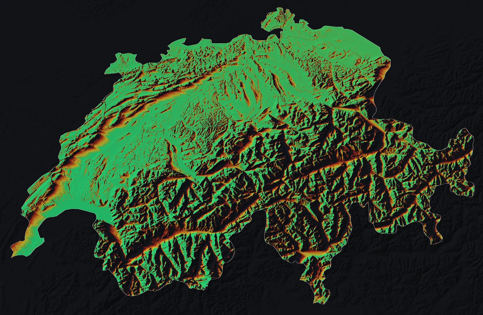 Map of Switzerland coloured by how much of the 12 August 2026 eclipse is visible from each location